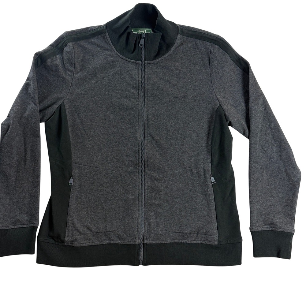 Lauren Active Ralph Lauren Womens Large Gray Black Full Zip Track Jacket L-RL